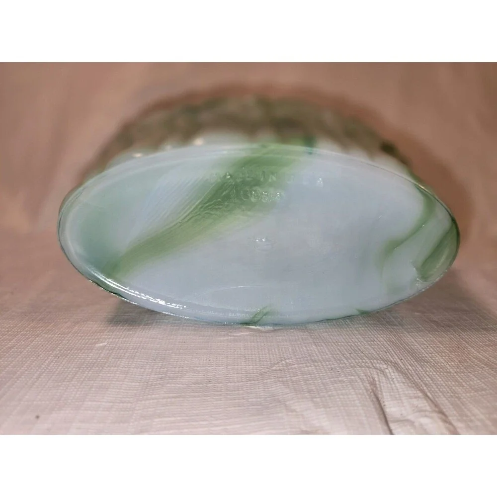 Vintage Akro Agate Green Slag Glass Dish Planter